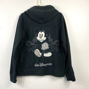 Disney Authentic Black Minnie Mouse Fleece Hooded Zip Up Womens Large